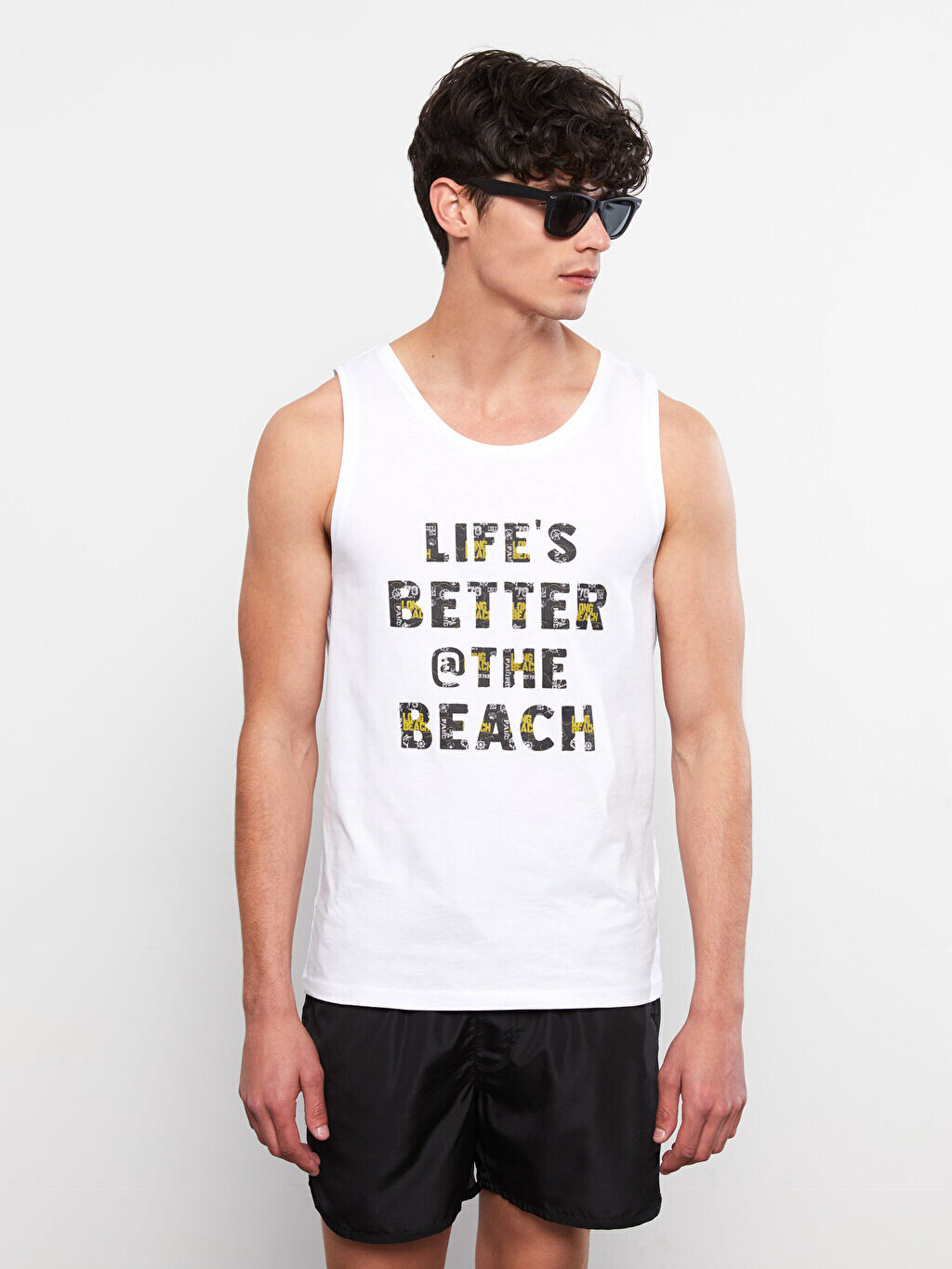 

Мужская майка с круглым вырезом и принтом без рукавов LCW SWIMWEAR