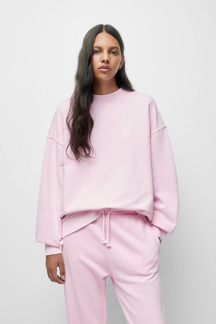 

Базовая выцветшая толстовка Pull&Bear, розовый