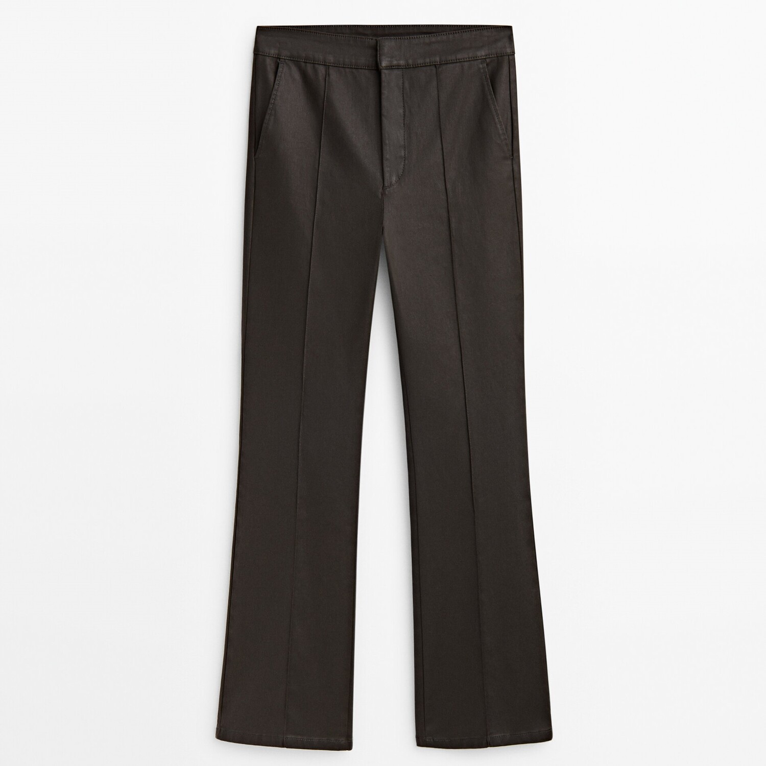 

Брюки Massimo Dutti Waxed Kick Flare With Central Seam, темно-коричневый