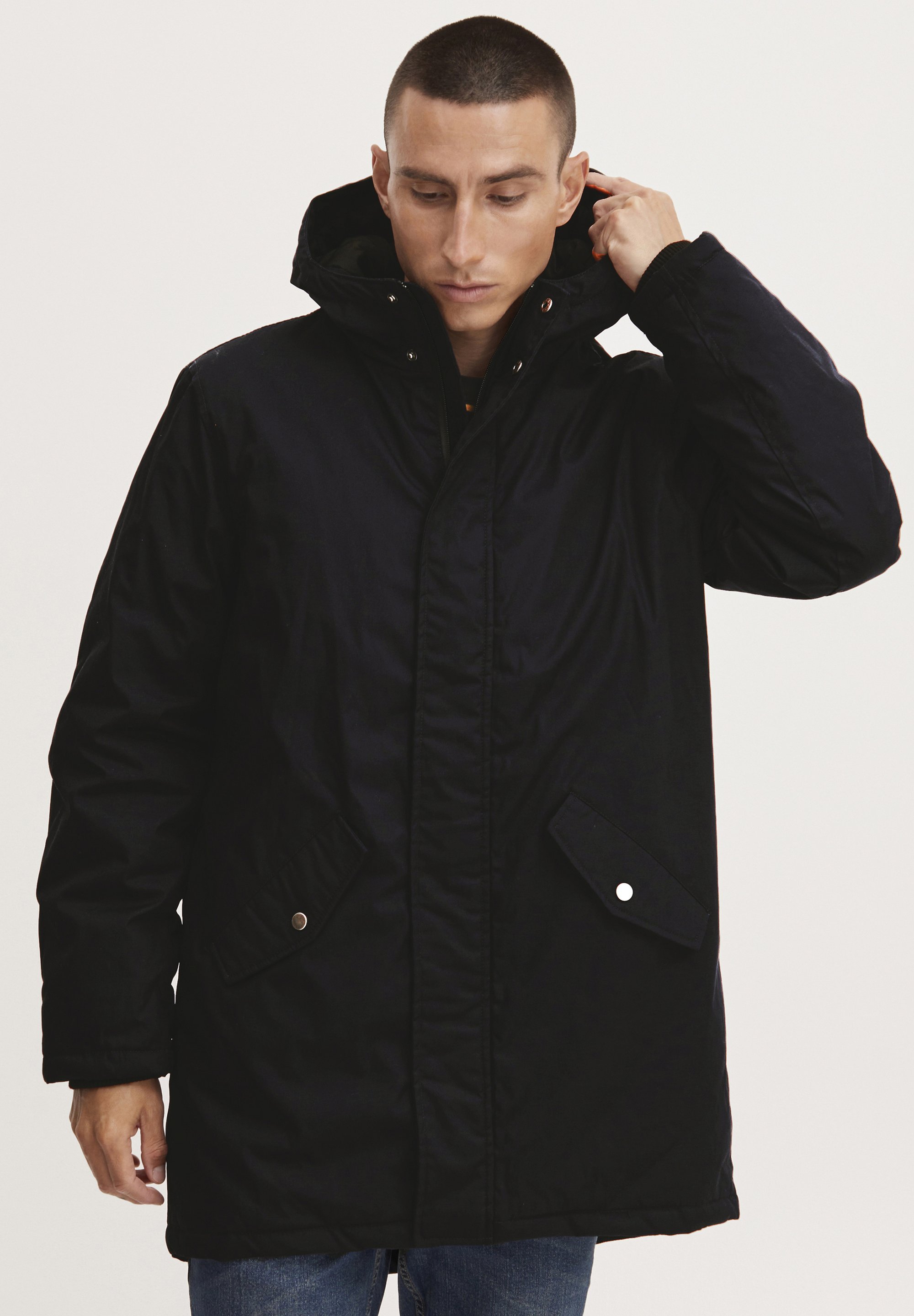 Пальто зимнее Solid с двухсторонней молнией, черный фото
