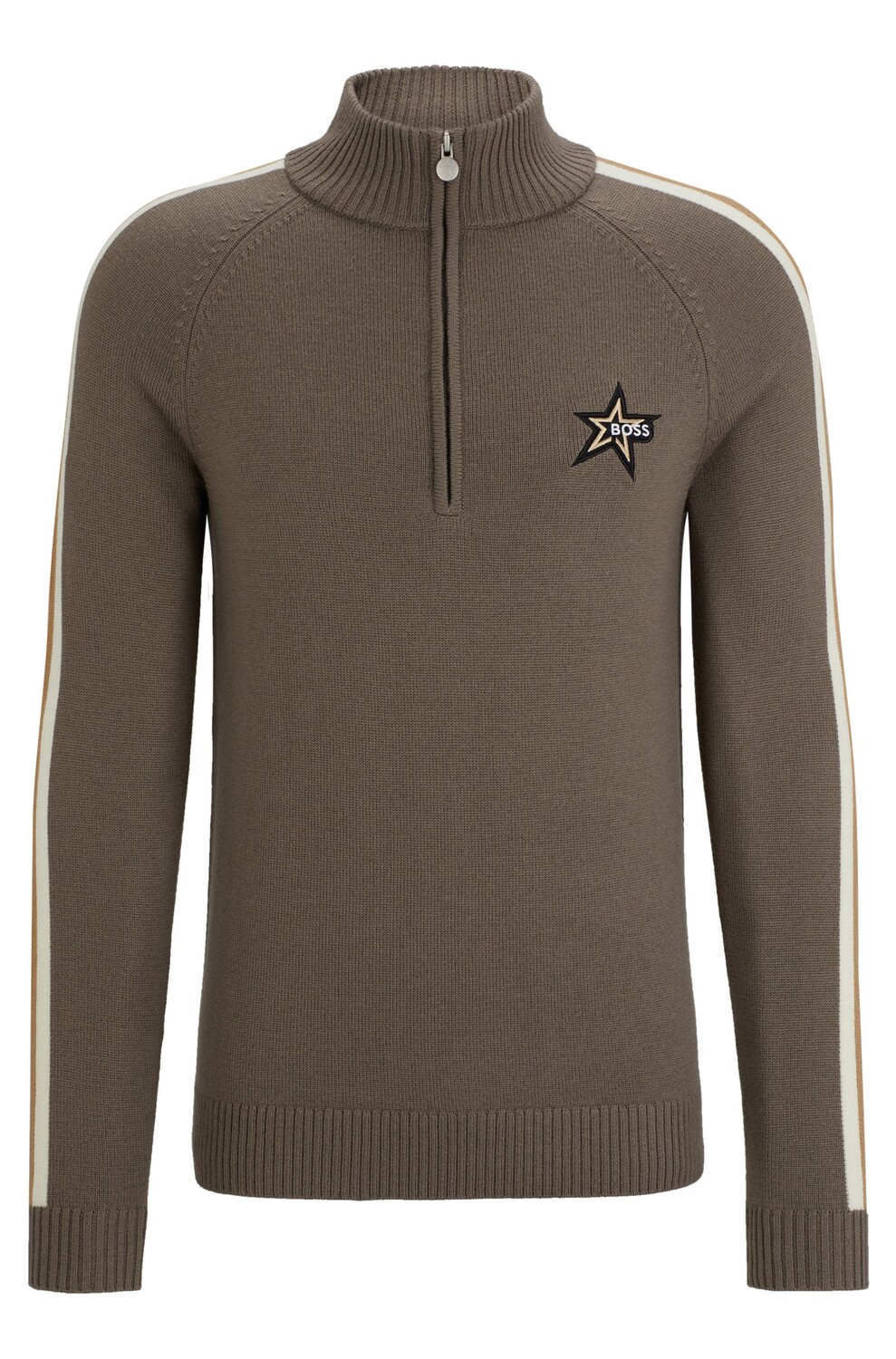 Свитер Boss X Perfect Moment Zip-neck In Virgin Wool, светло-бежевый