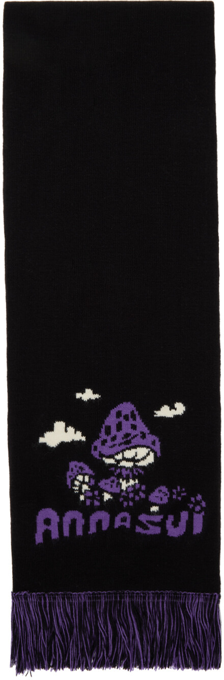 

Черный шарф с грибами Anna Sui