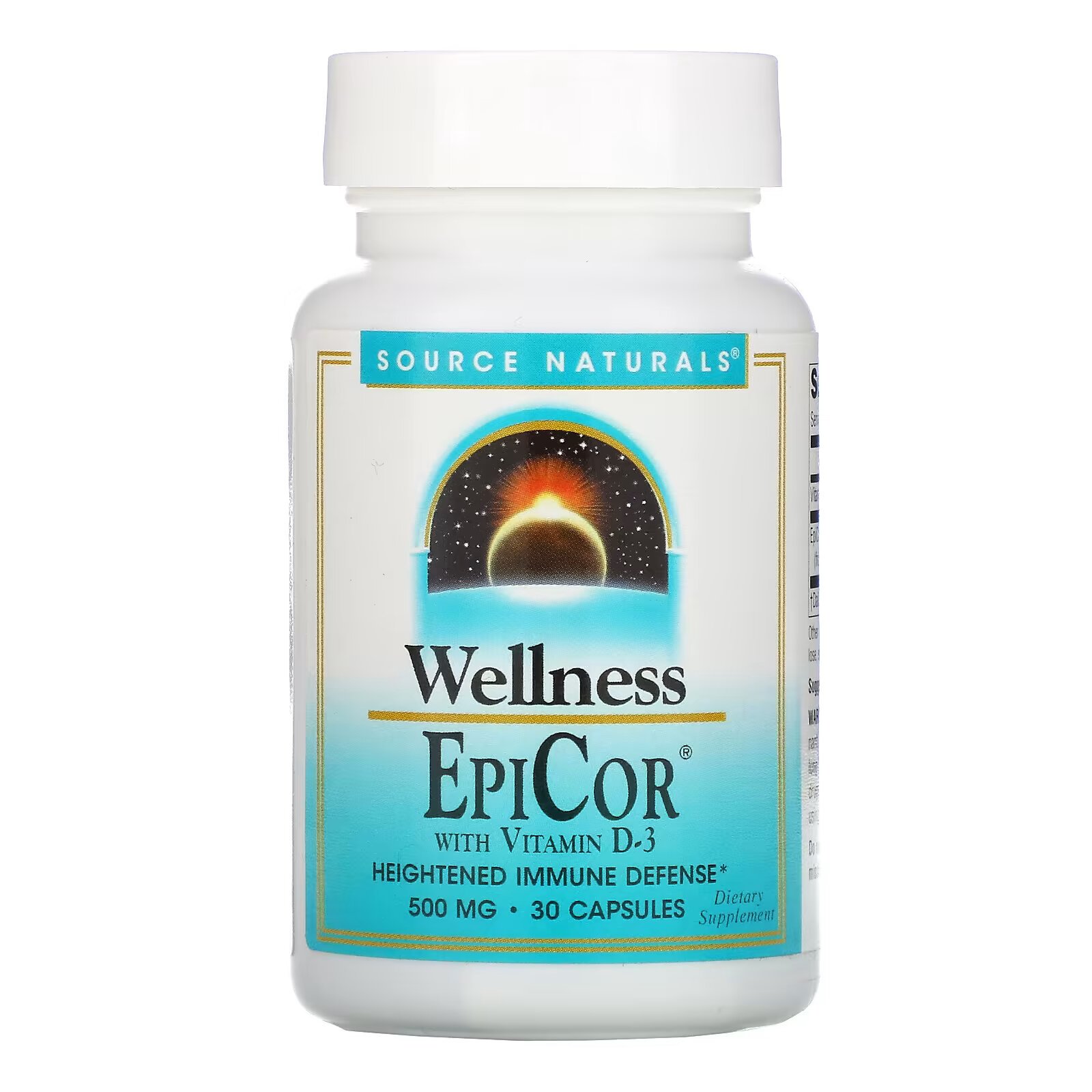 Source Naturals, Wellness, EpiCor с витамином D-3, 500 мг, 30 капсул - фото