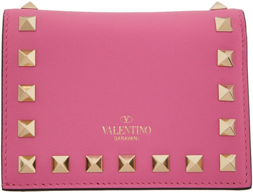 

Розовый французский кошелек Rockstud Valentino Garavani