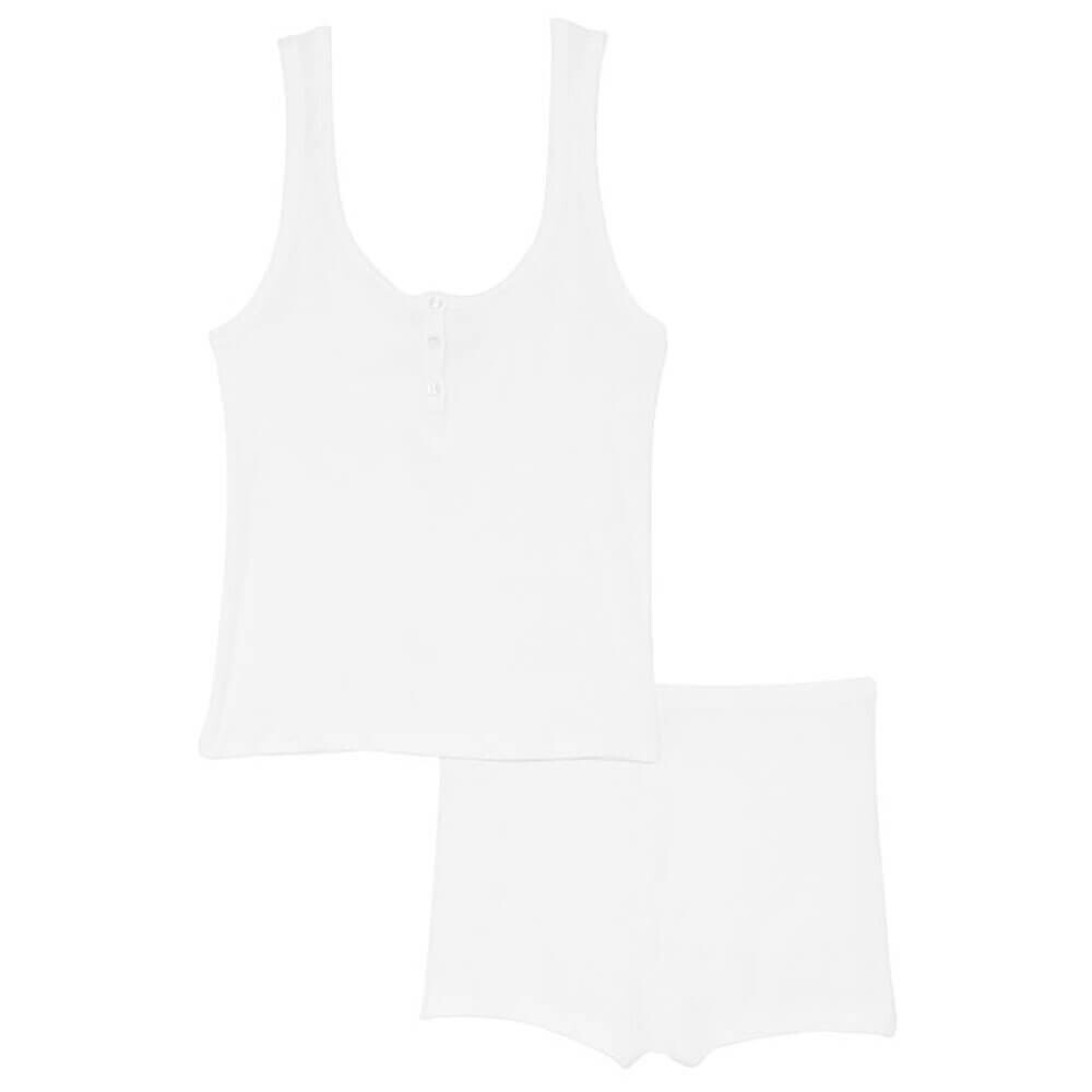 

Комплект майка и шорты в рубчик Victoria's Secret Modal Henley, 2 предмета, белый