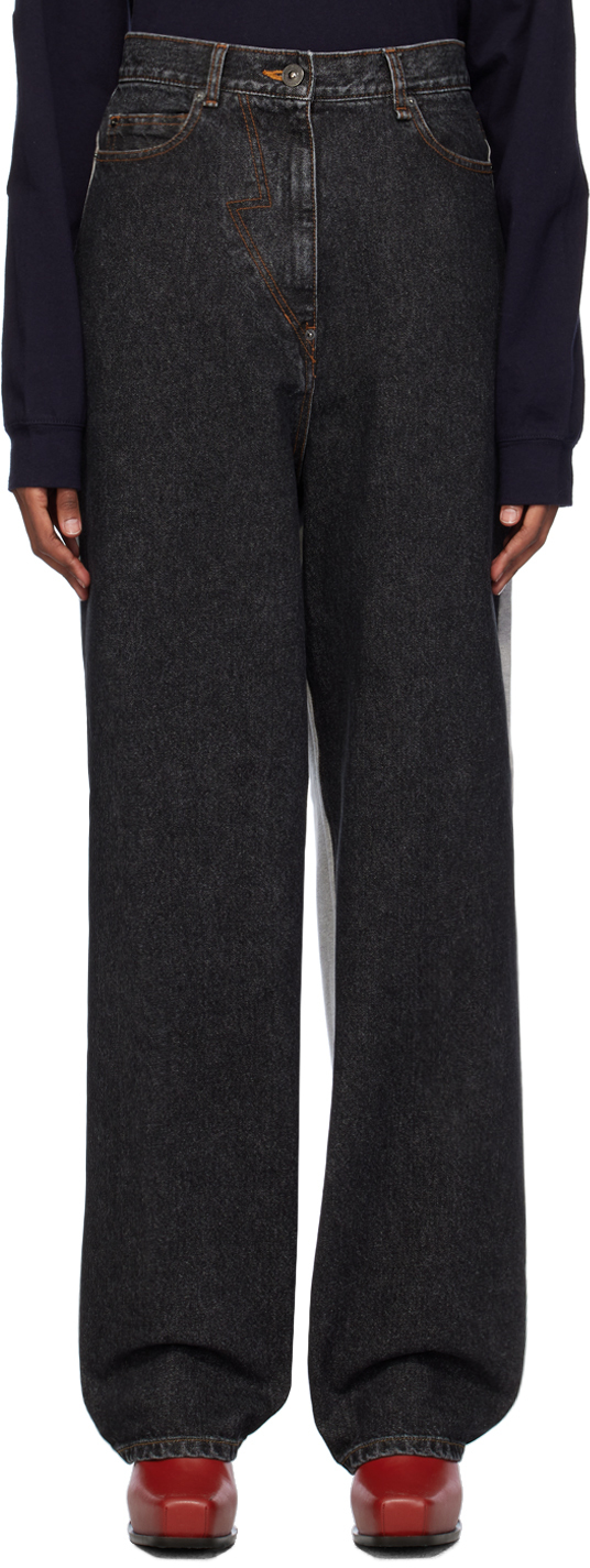 Черно-серые гибридные джинсы Pushbutton
