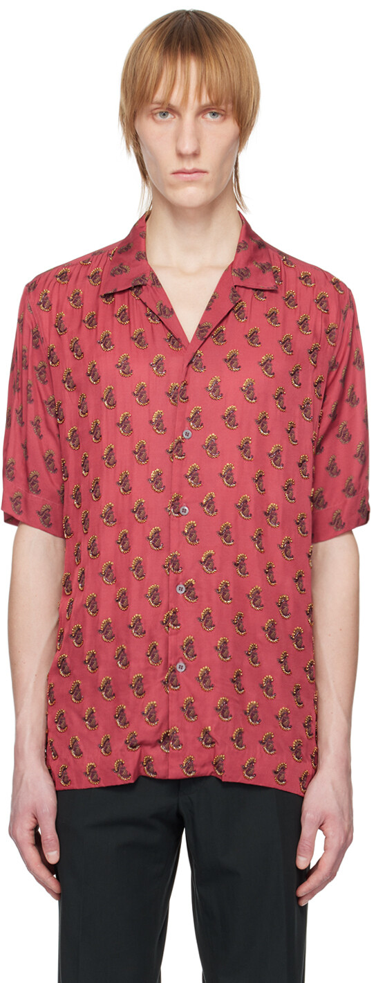 

Красная рубашка с украшением Dries Van Noten