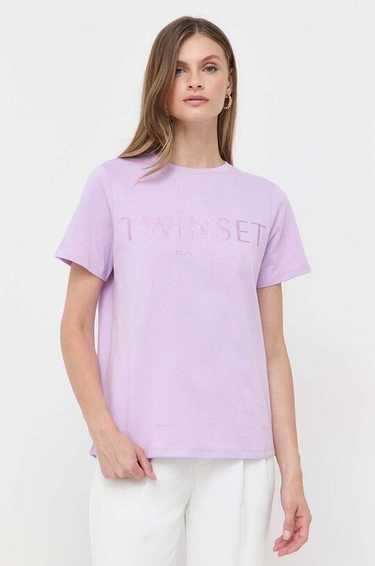 

Хлопковая футболка Twinset, фиолетовый