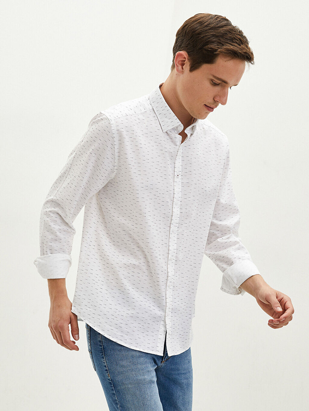 

Slim Fit Оксфордская мужская рубашка с длинным рукавом LCWAIKIKI Classic