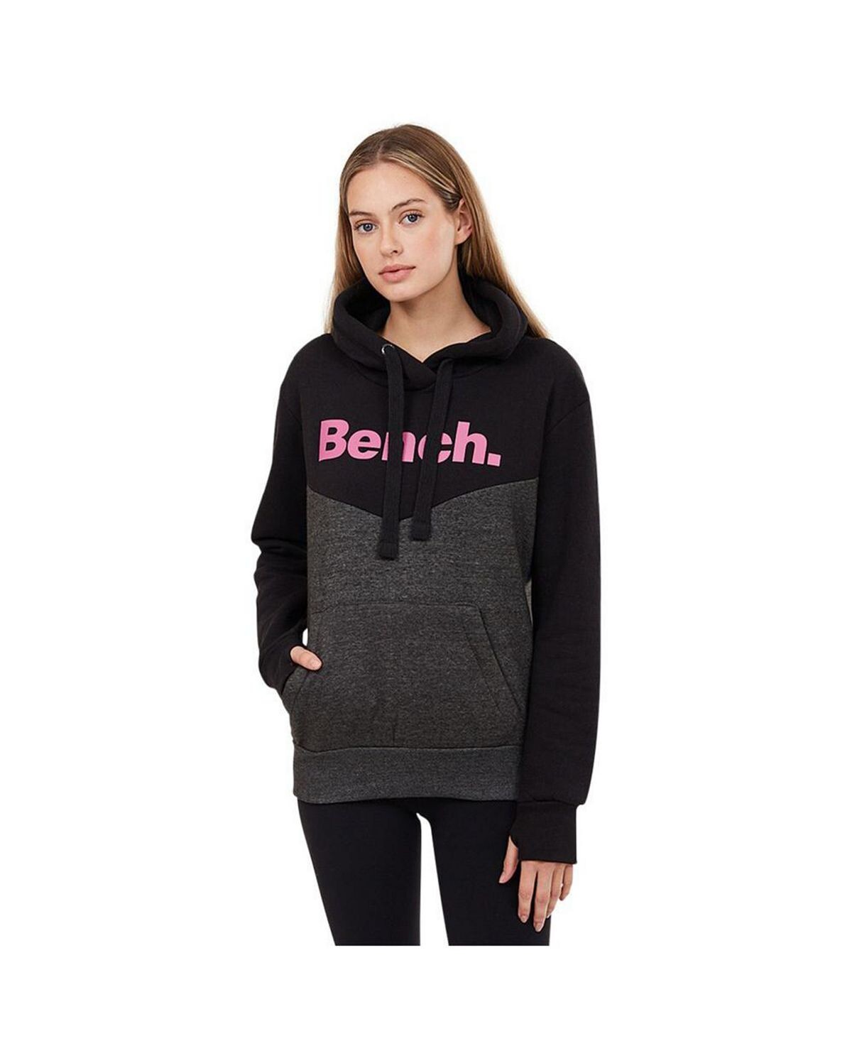 

Женская худи hara черного цвета с угольно-розовым логотипом Bench, мульти
