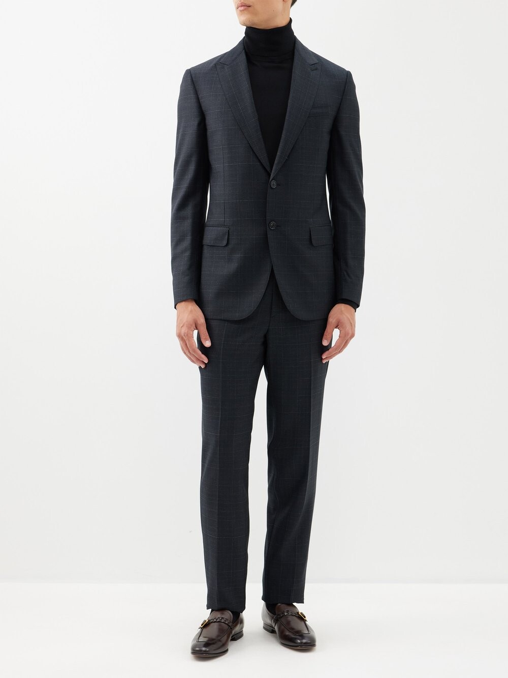

Шерстяной костюм в клетку Brioni, черный