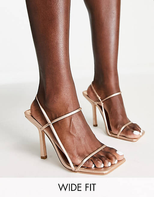 

Босоножки Public Desire Wide Fit Rayelle на каблуке с квадратным носком из розового золота
