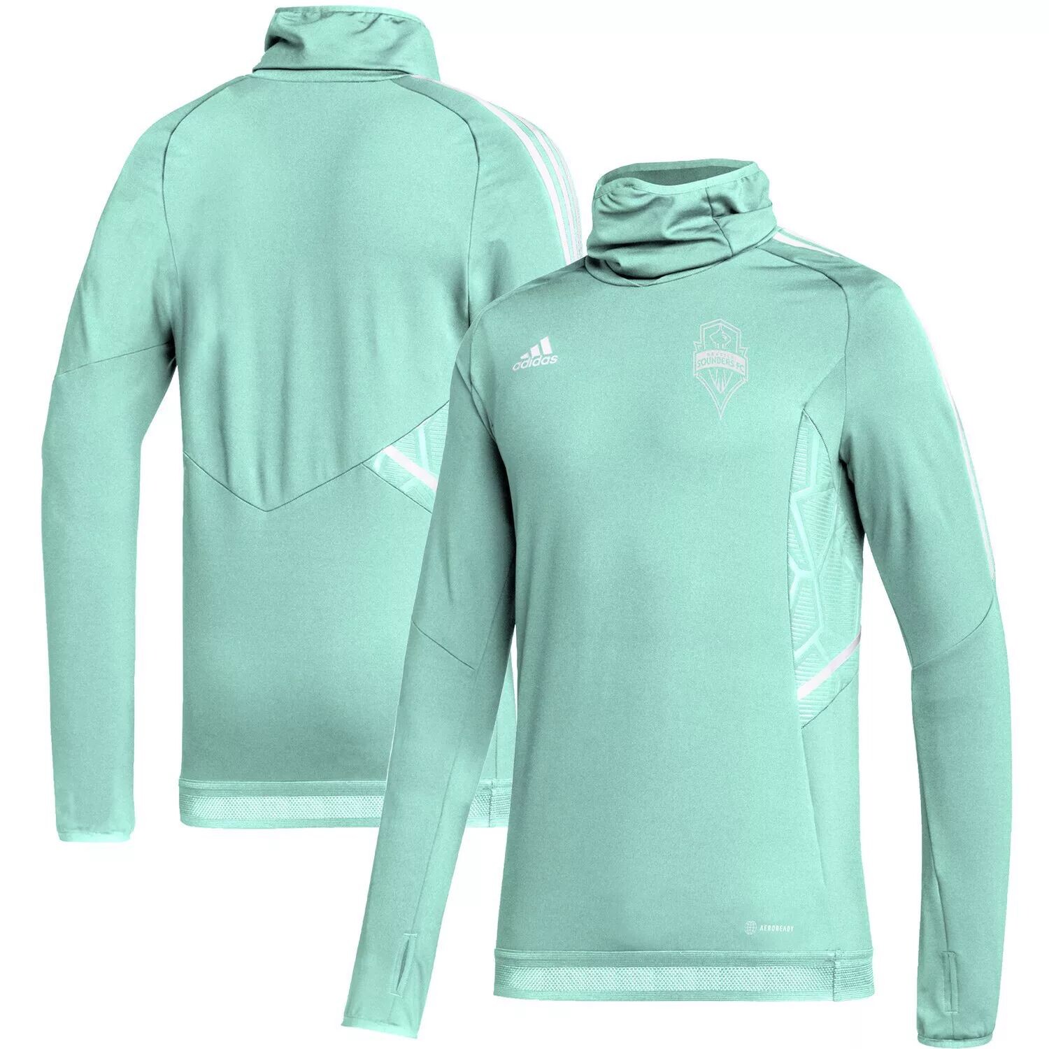

Мужской/белый утепленный топ реглан Seattle Sounders FC AEROREADY adidas