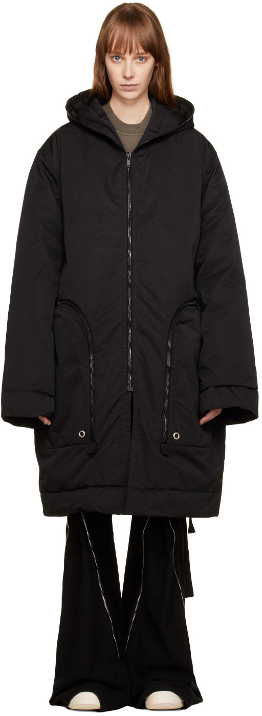 

Черное пальто с капюшоном Rick Owens Drkshdw