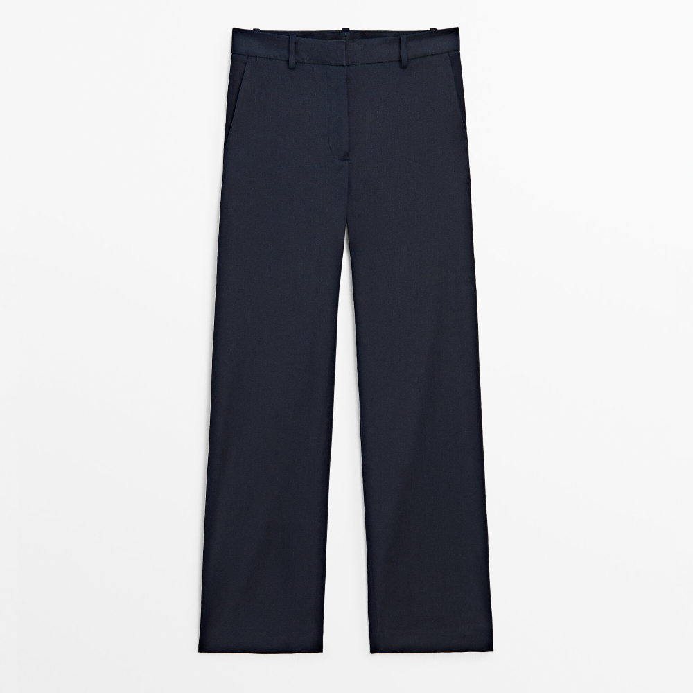 Брюки Massimo Dutti Straight-fit, темно-синий джинсовые брюки massimo dutti tapered fit needlecord темно синий