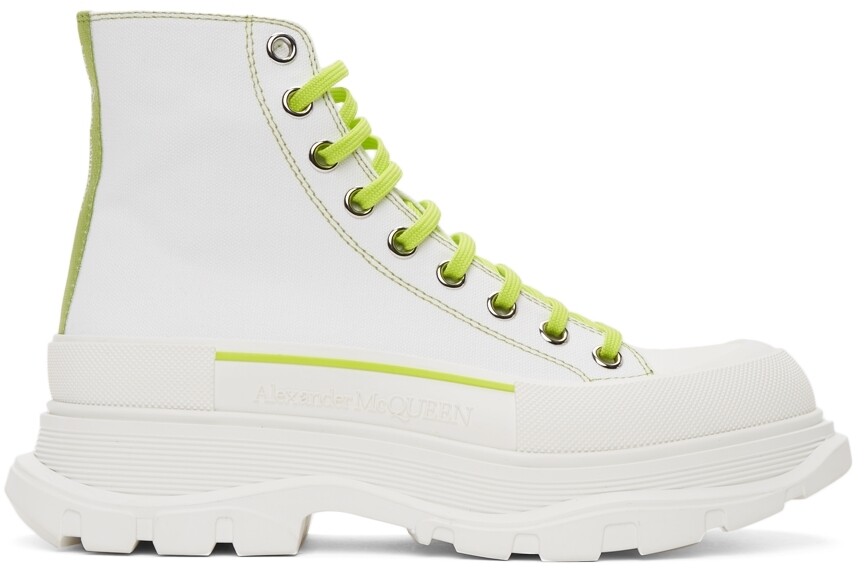 

Бело-зеленые высокие кеды Tread Slick Alexander McQueen
