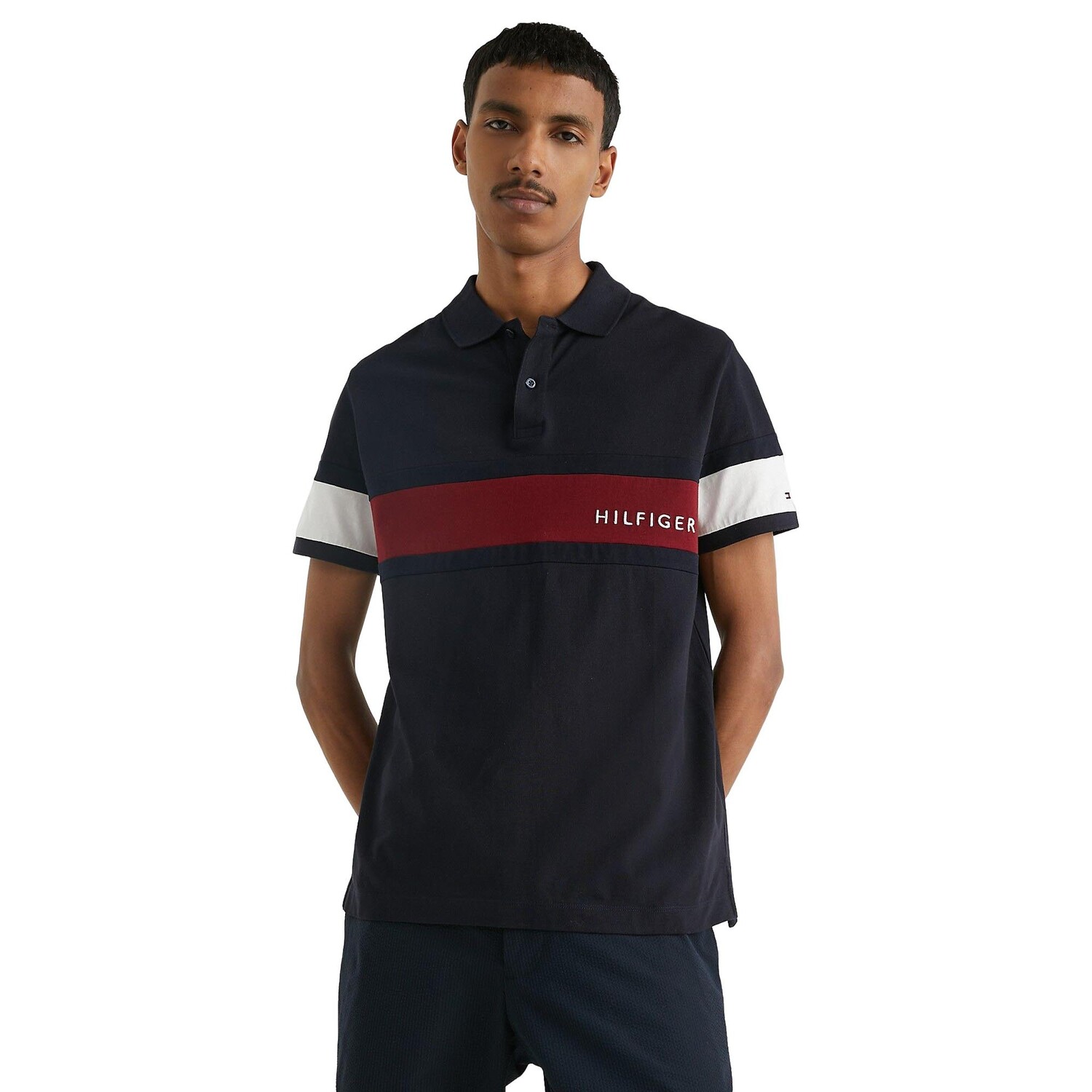 

Поло Tommy Hilfiger Colorblock Flag Regular Fit, темно-синий/мультиколор