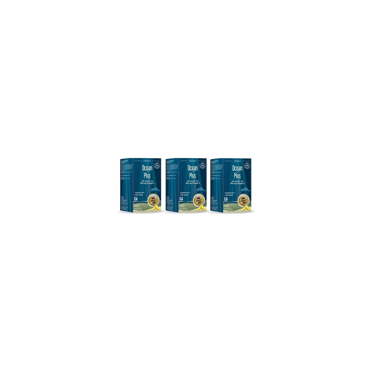 Омега-3 Plus Orzax Ocean 1200 мг, 3 упаковки по 50 мягких капсул омега 3 plus orzax 1200 мг 2 упаковки по 50 капсул