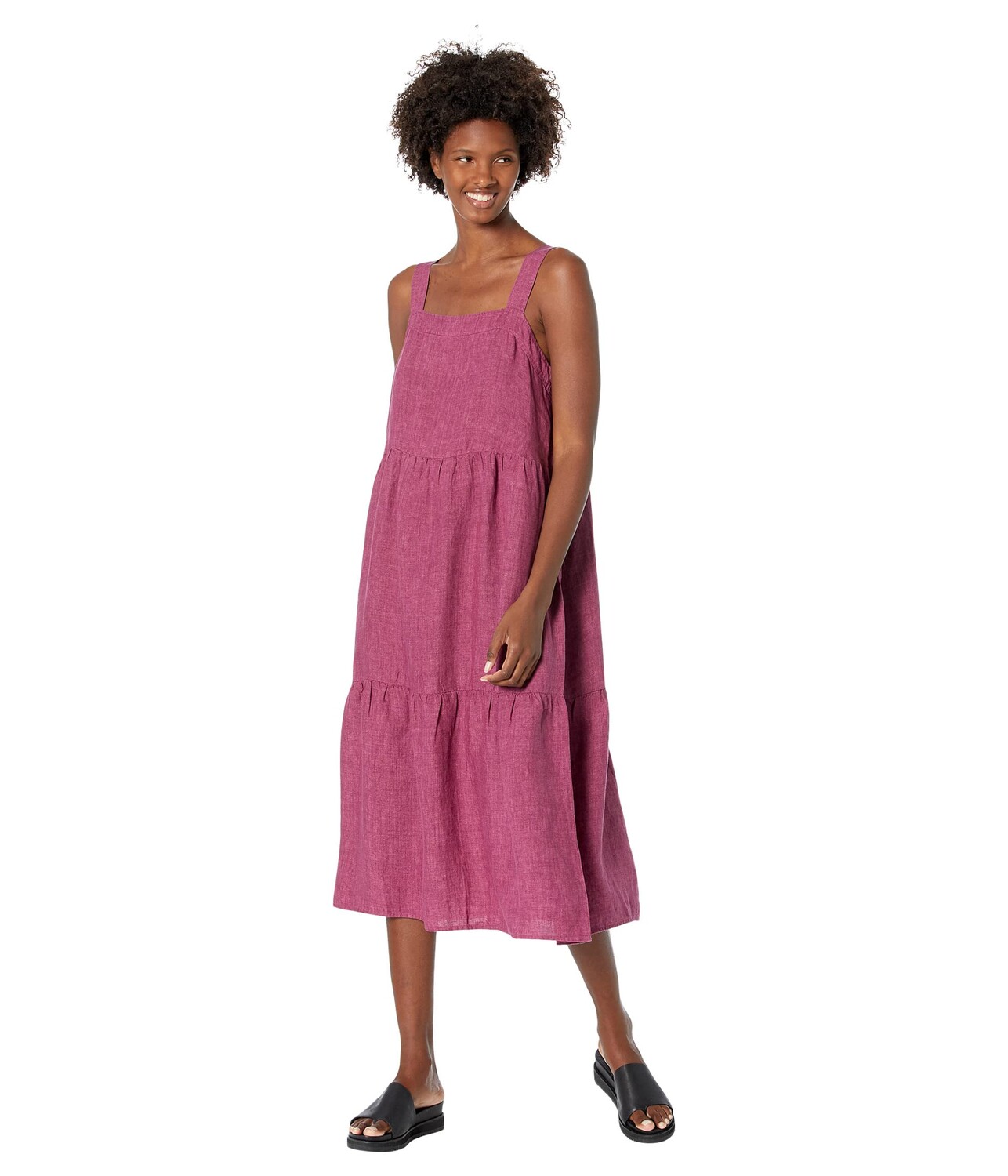 

Платье Eileen Fisher, Tiered Strap Full-Length Dress in Washed Organic Linen Delave