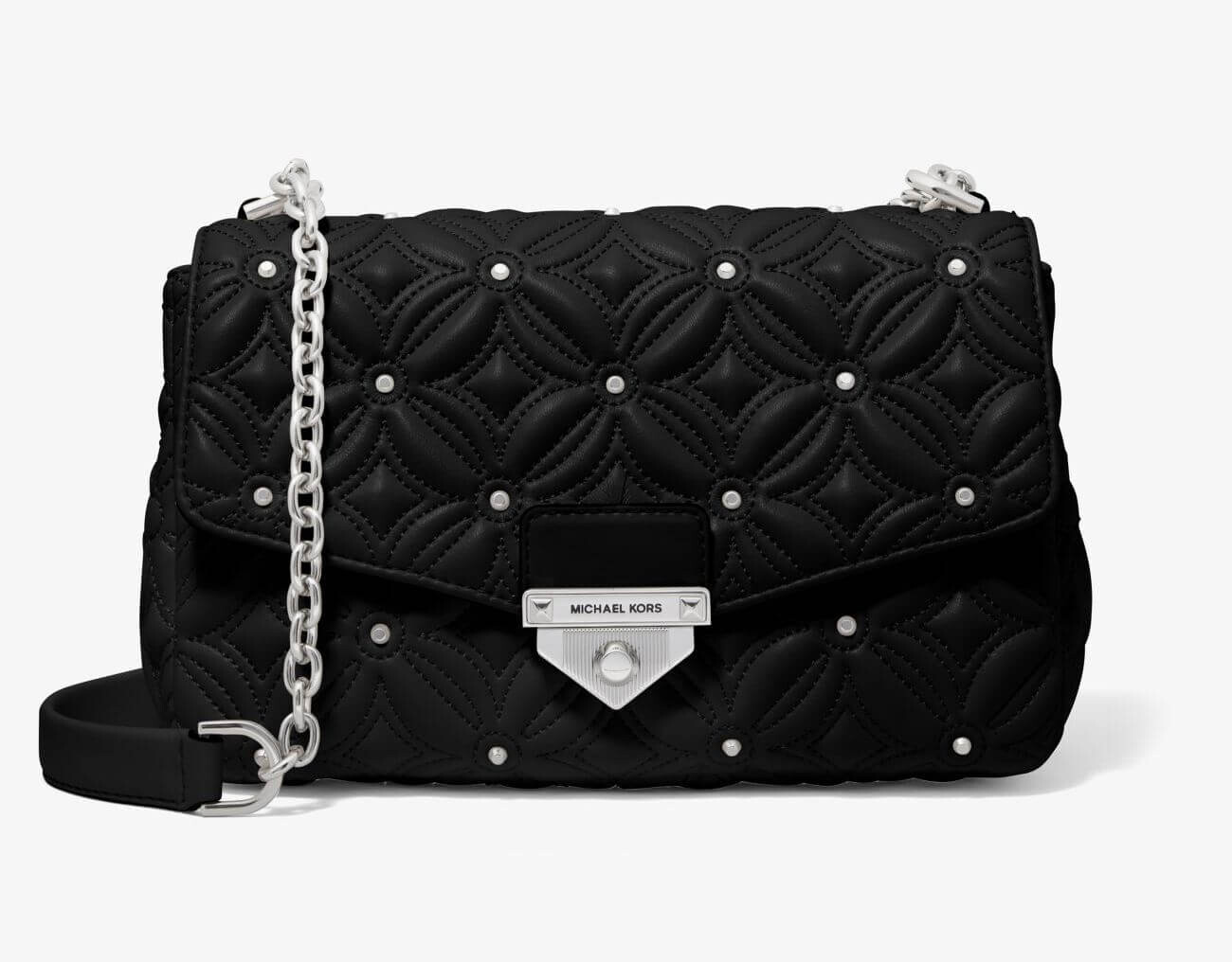 

Сумка Michael Michael Kors SoHo Large Studded Quilted Faux Leather Shoulder, черный