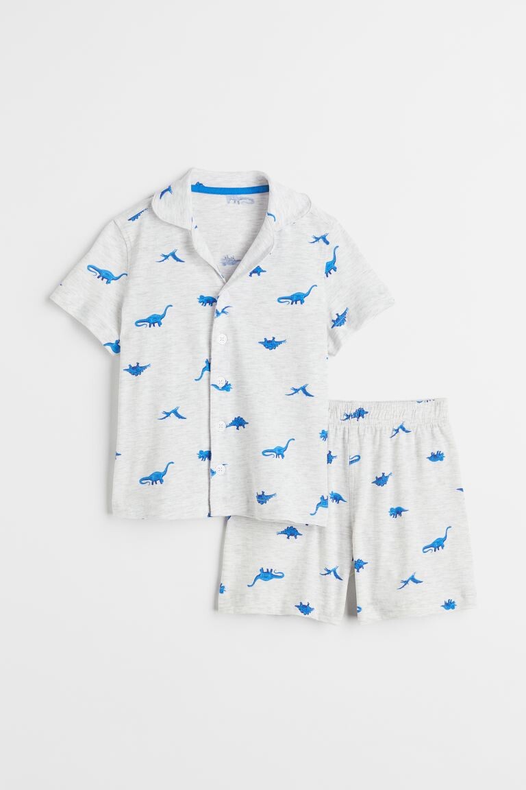 

Пижама из хлопкового трикотажа H&M Dinosaurs, светло-серый