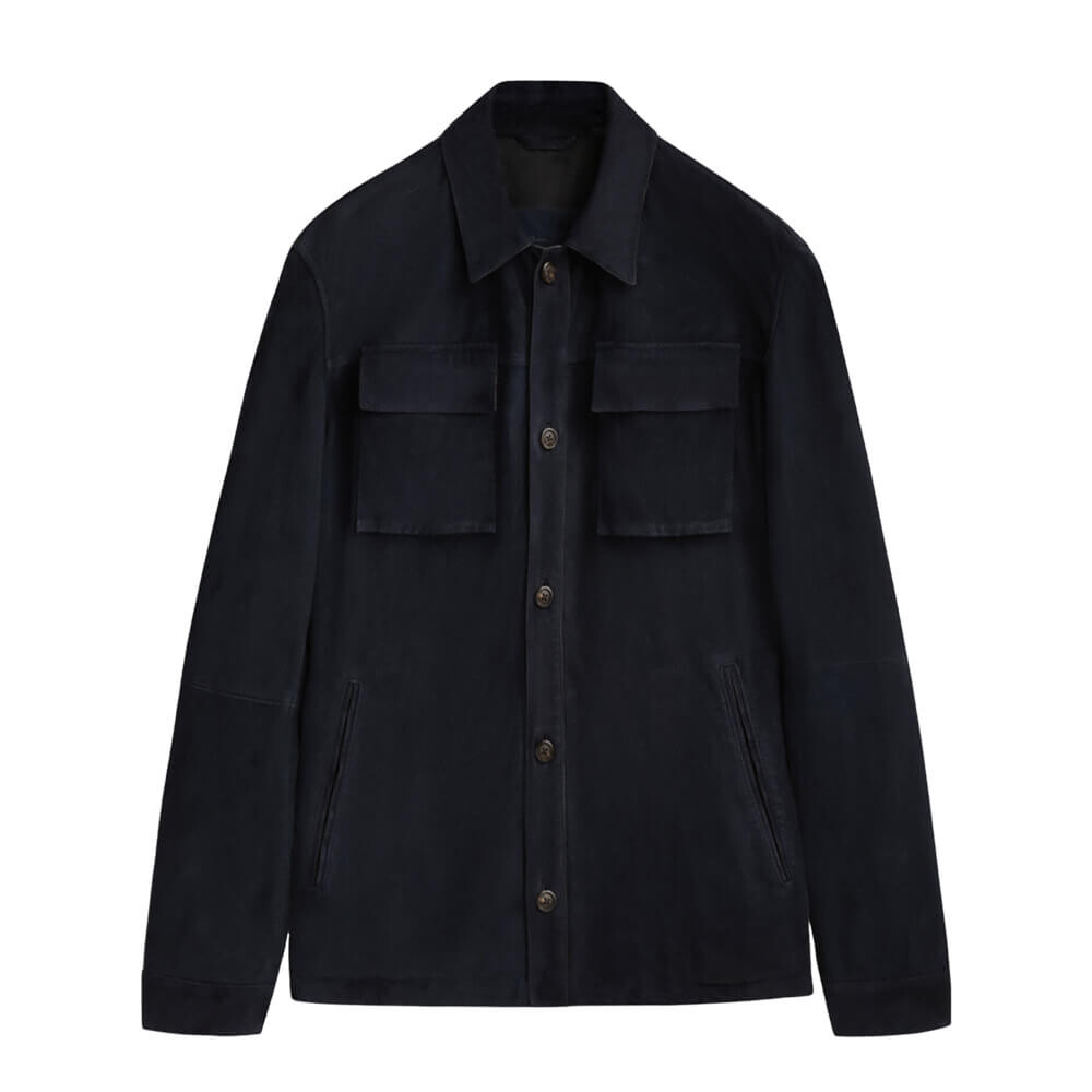 

Куртка-рубашка Massimo Dutti Party Suede With Buttons, темно-синий