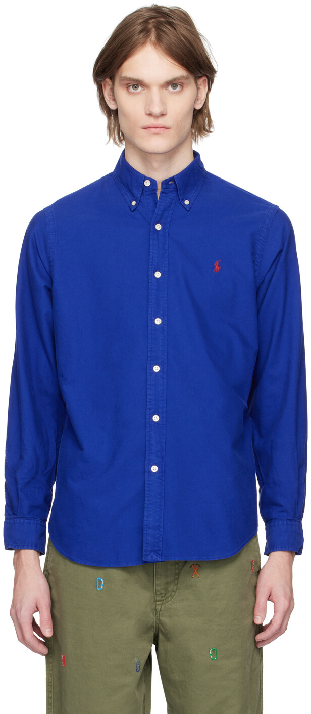 

Синяя рубашка, окрашенная в готовом виде Polo Ralph Lauren