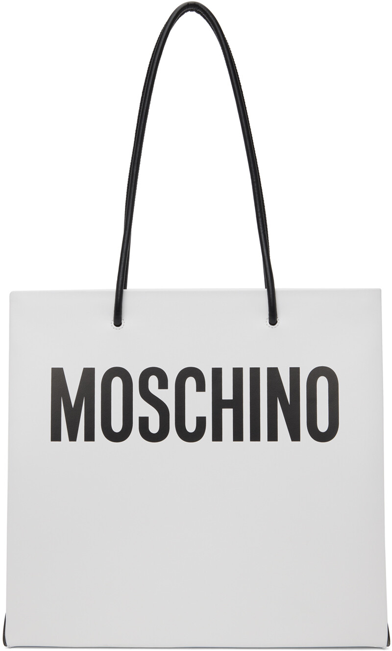 

Белая кожаная большая сумка для покупок Moschino