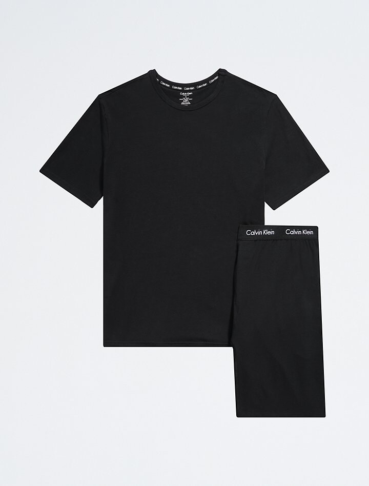 

Хлопковая эластичная футболка + шорты для сна Calvin Klein, черный