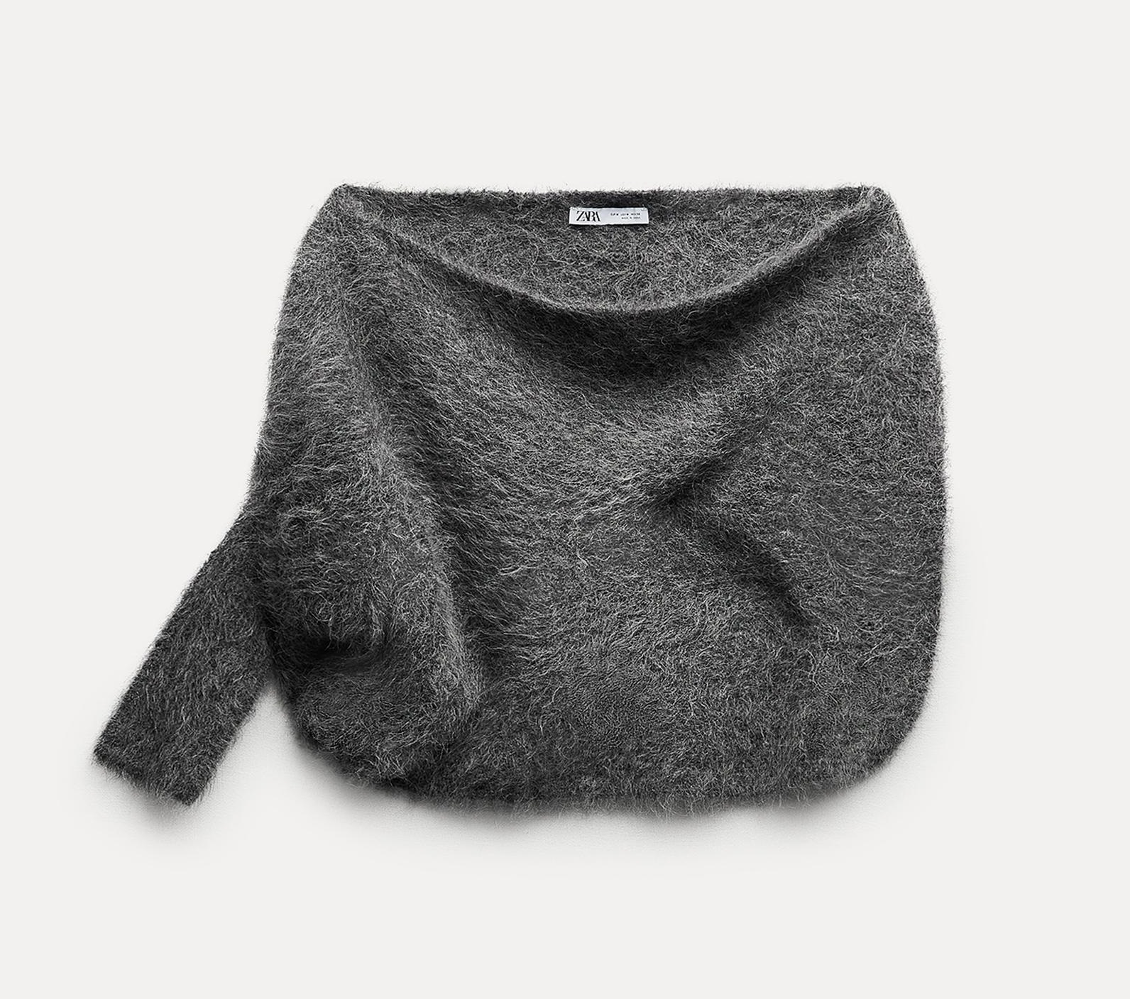 Джемпер Zara Alpaca Blend Asymmetric Knit Bolero Cape, темно-серый