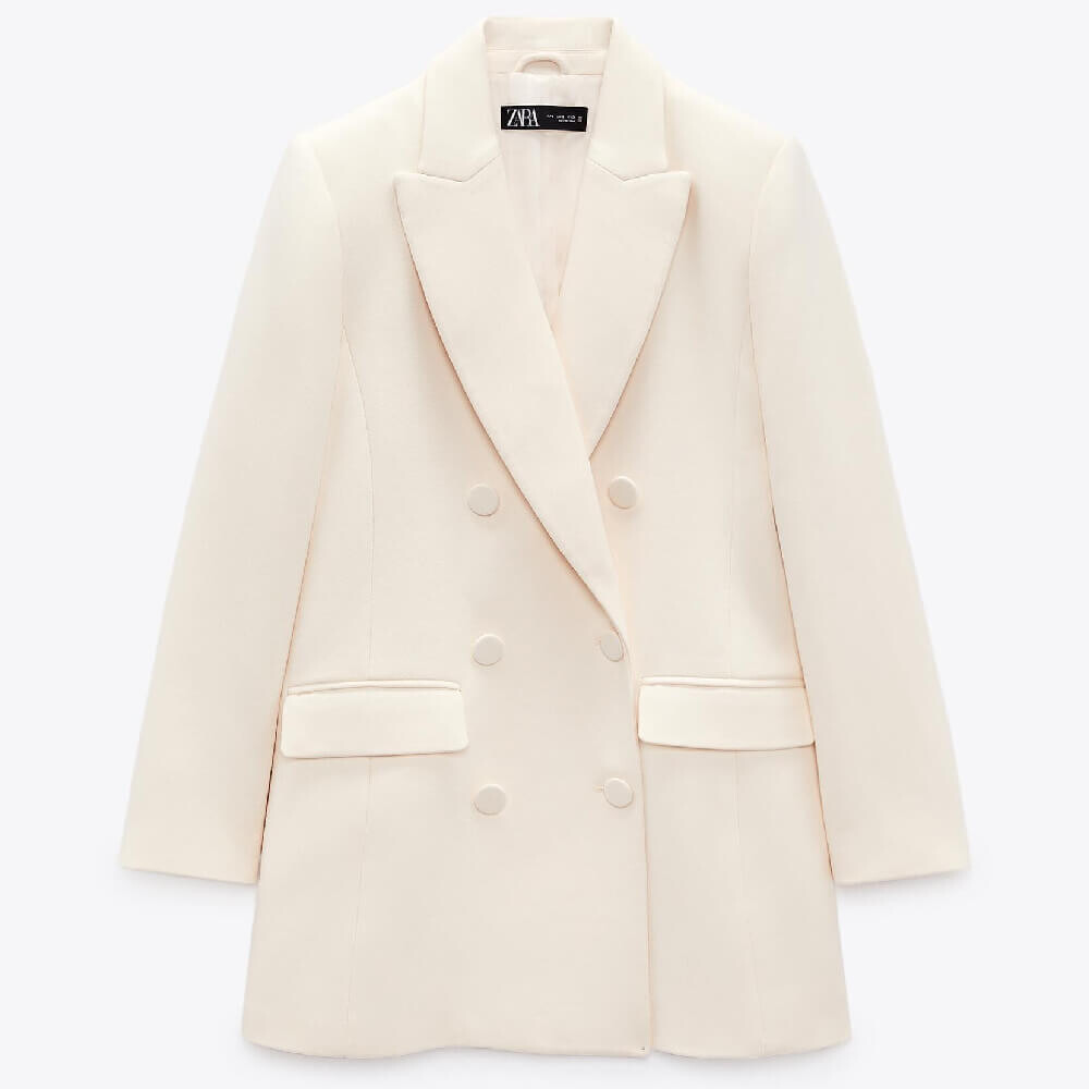 

Пиджак Zara Long Double-breasted, светло-бежевый