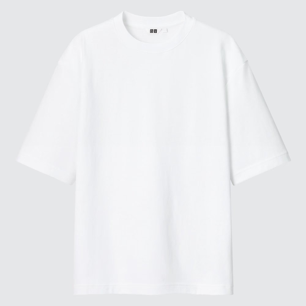 Футболка Uniqlo Cotton Oversized, белый футболка uniqlo u airism cotton mock neck oversized fit белый