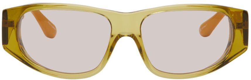

Желтые прямоугольные солнцезащитные очки Linda Farrow Edition Dries Van Noten