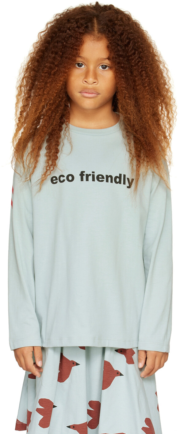 

Детская синяя футболка с длинным рукавом \Eco Friendly\"" Beau Loves