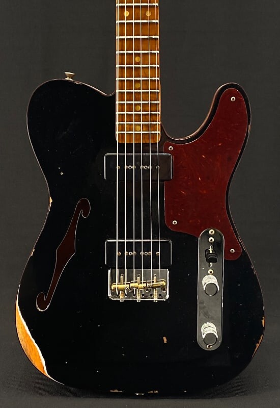 

Fender Custom Shop Limited Edition Dual P90 Thinline Tele Relic в цвете Aged Black