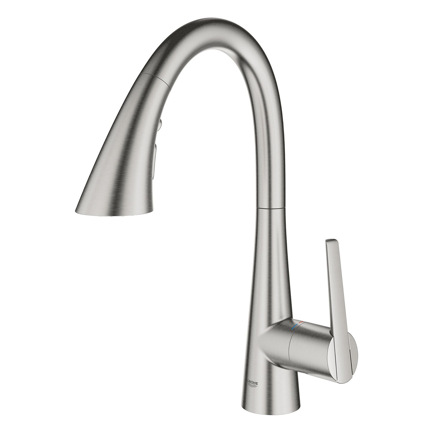 

Смеситель Grohe 30 368 2 Zedra с одним отверстием и выдвижным баром, серебряный