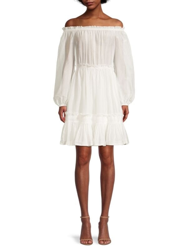 

Платье lorena из хлопка и шелка с открытыми плечами Ungaro White