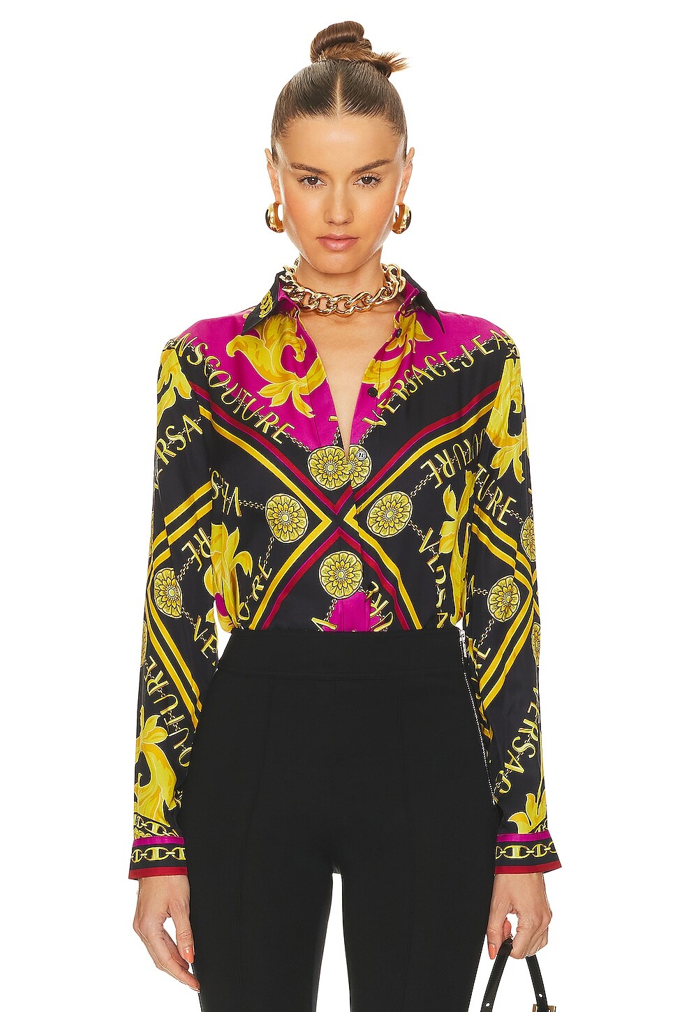 

Рубашка Versace Jeans Couture Button Up, цвет Fuxia