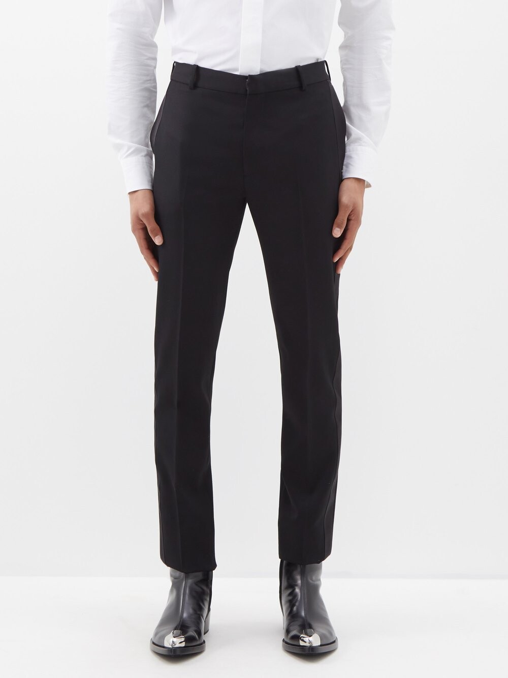 

Брюки de poudre из шерсти с атласной отделкой Alexander McQueen, черный