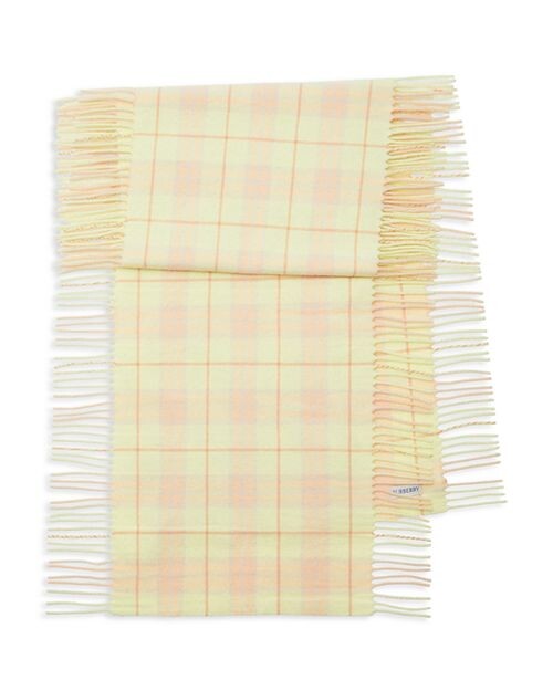 

Кашемировый шарф в клетку с бахромой Burberry, цвет Yellow