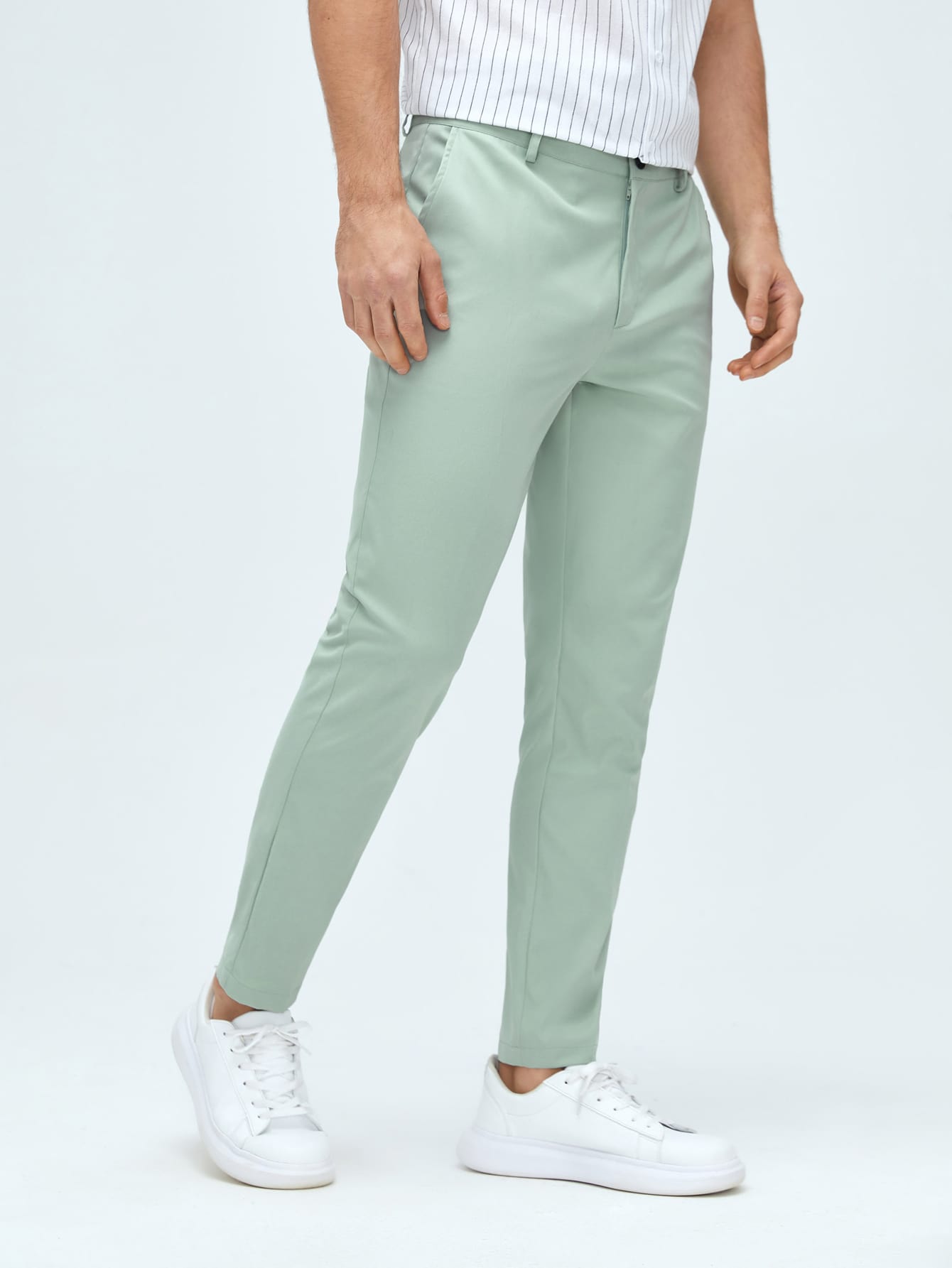 Мужские классические классические брюки из тканого материала с боковыми карманами Manfinity Mode, мятно-зеленый