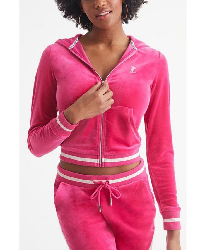 

Женское худи Heritage с отделкой в рубчик и контрастной резинкой Juicy Couture, розовый