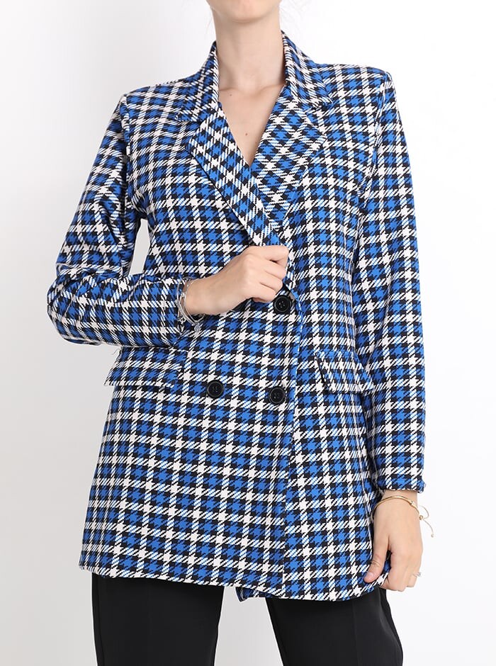 

Двубортный пиджак Vichy на пуговицах, цвет Electric blue