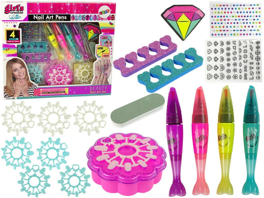 Набор для росписи ногтей, лаки, маркеры, разноцветные наклейки, Lean Toys фигурки яиц динозавров резиновые присоски lean toys