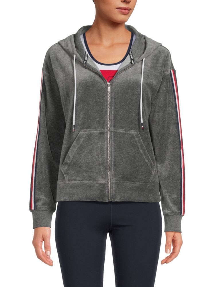 

Бархатная толстовка с заниженными плечами Tommy Hilfiger, цвет Ash Grey