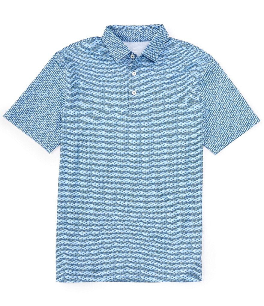 

Повседневная рубашка-поло с короткими рукавами и принтом воды Southern Tide Driver, синий