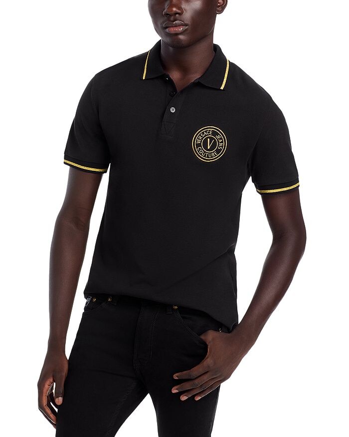 

Versace Jeans Couture Поло с логотипом обычного кроя, черный