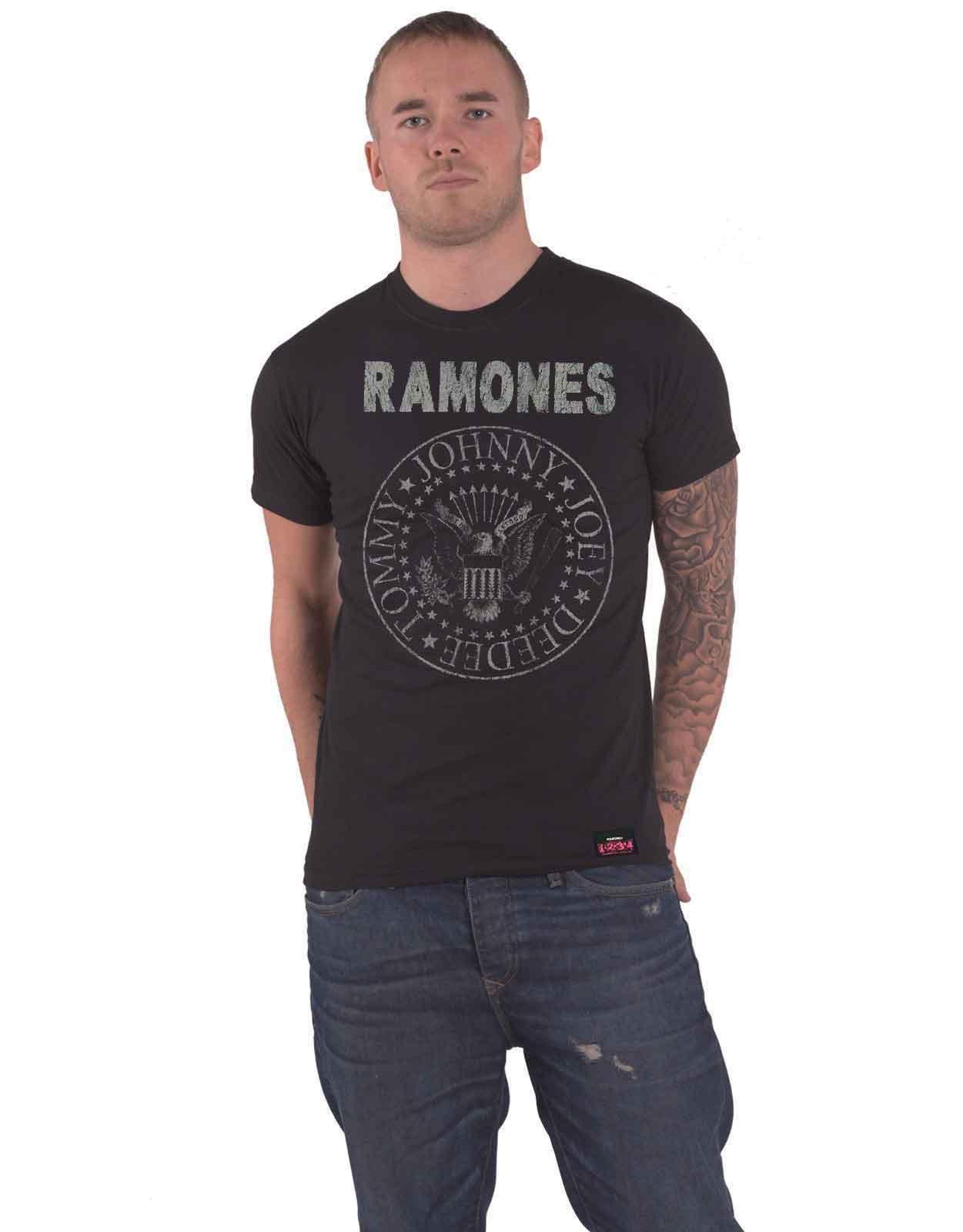 цена Футболка с потертостями и печатью Ramones, черный