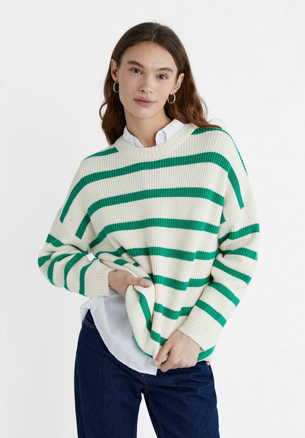 

Свитер Striped Stradivarius, зеленый