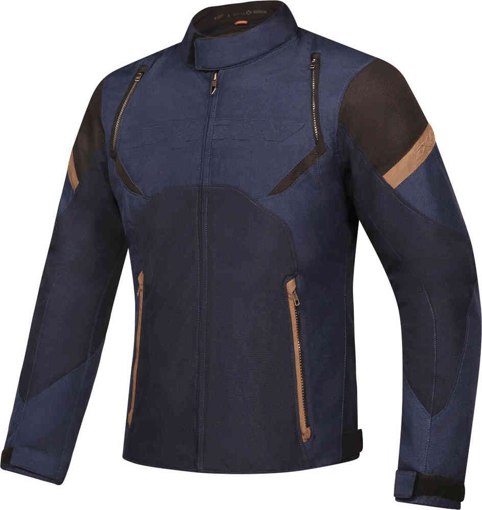 Водонепроницаемая мотоциклетная текстильная куртка в стиле ретро Striker Ixon, черный/темно-синий/коричневый